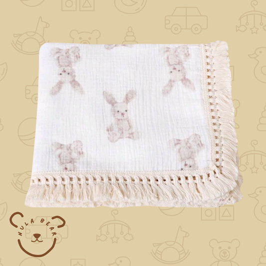 Muslin Baby Blanket with Fringe Detail
