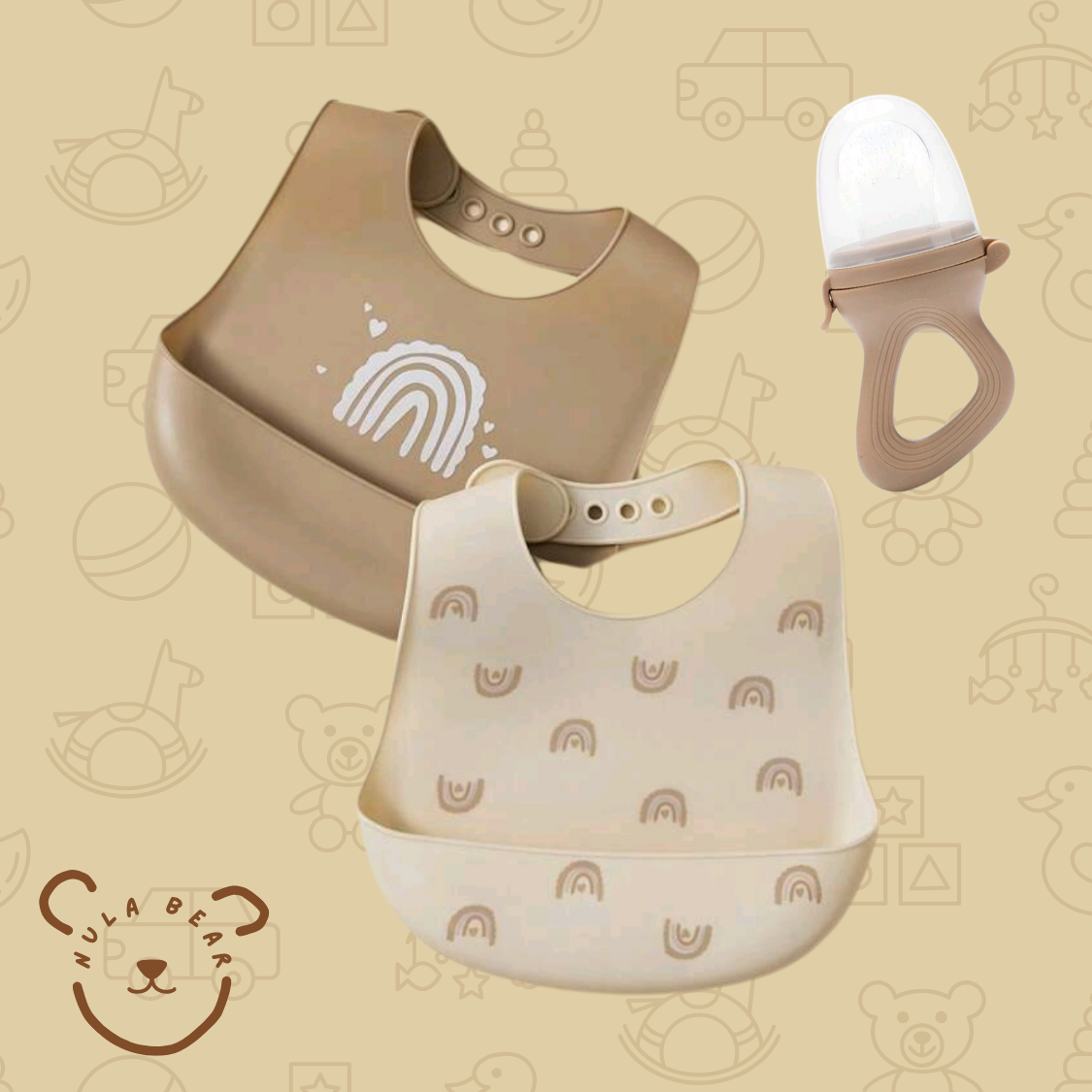 2pc Feeding Bucket Bib & Fruit Feeder Set