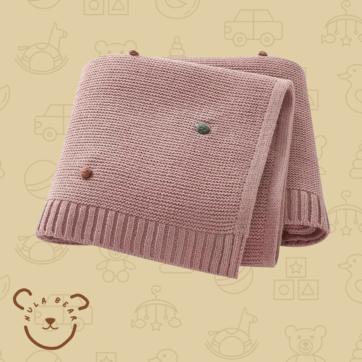 Woolen Baby Blanket with Pom Pom Detail