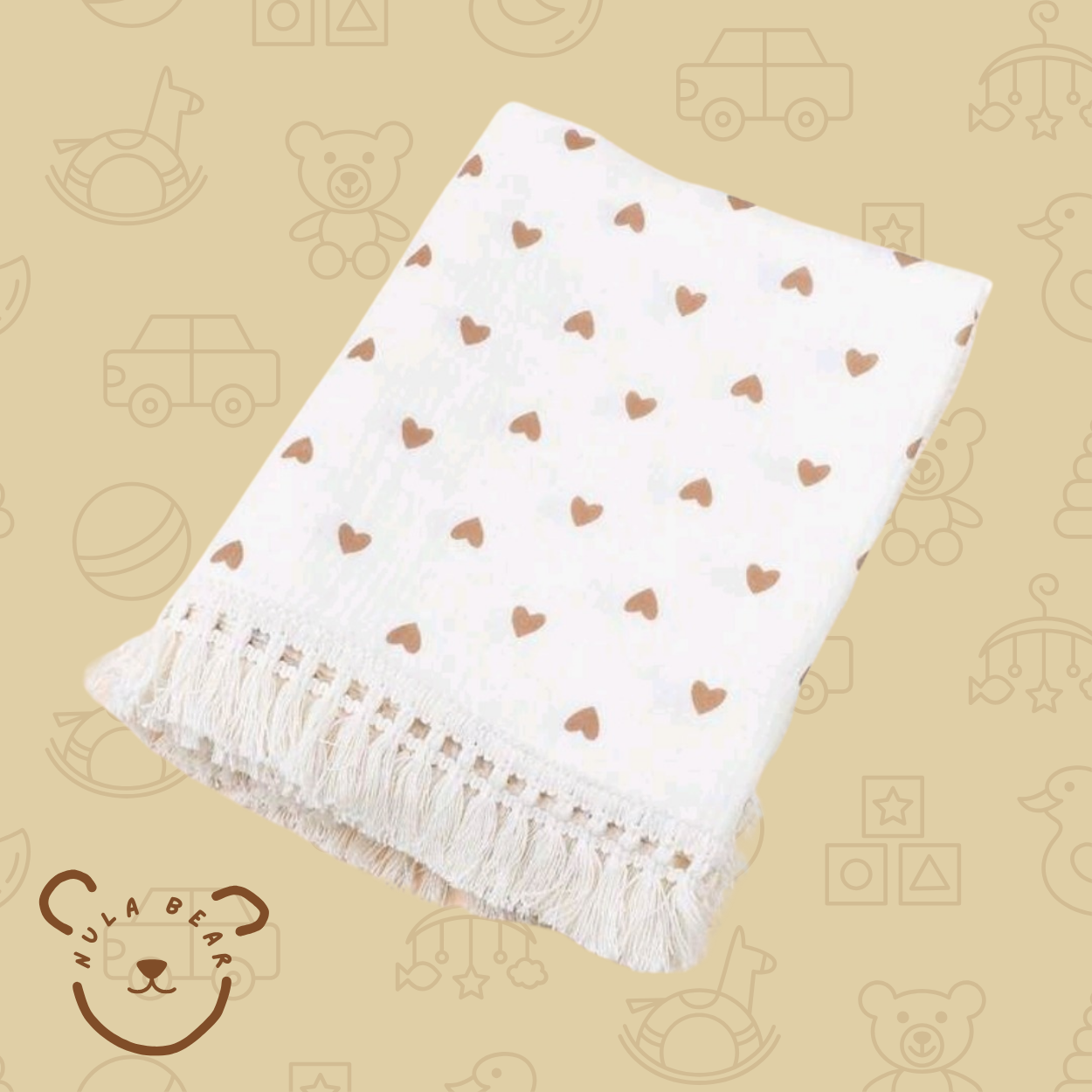 Muslin Baby Blanket with Fringe Detail