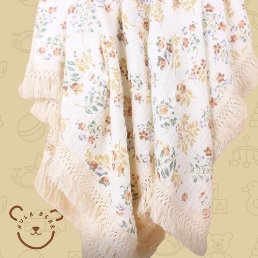 Muslin Baby Blanket with Fringe Detail
