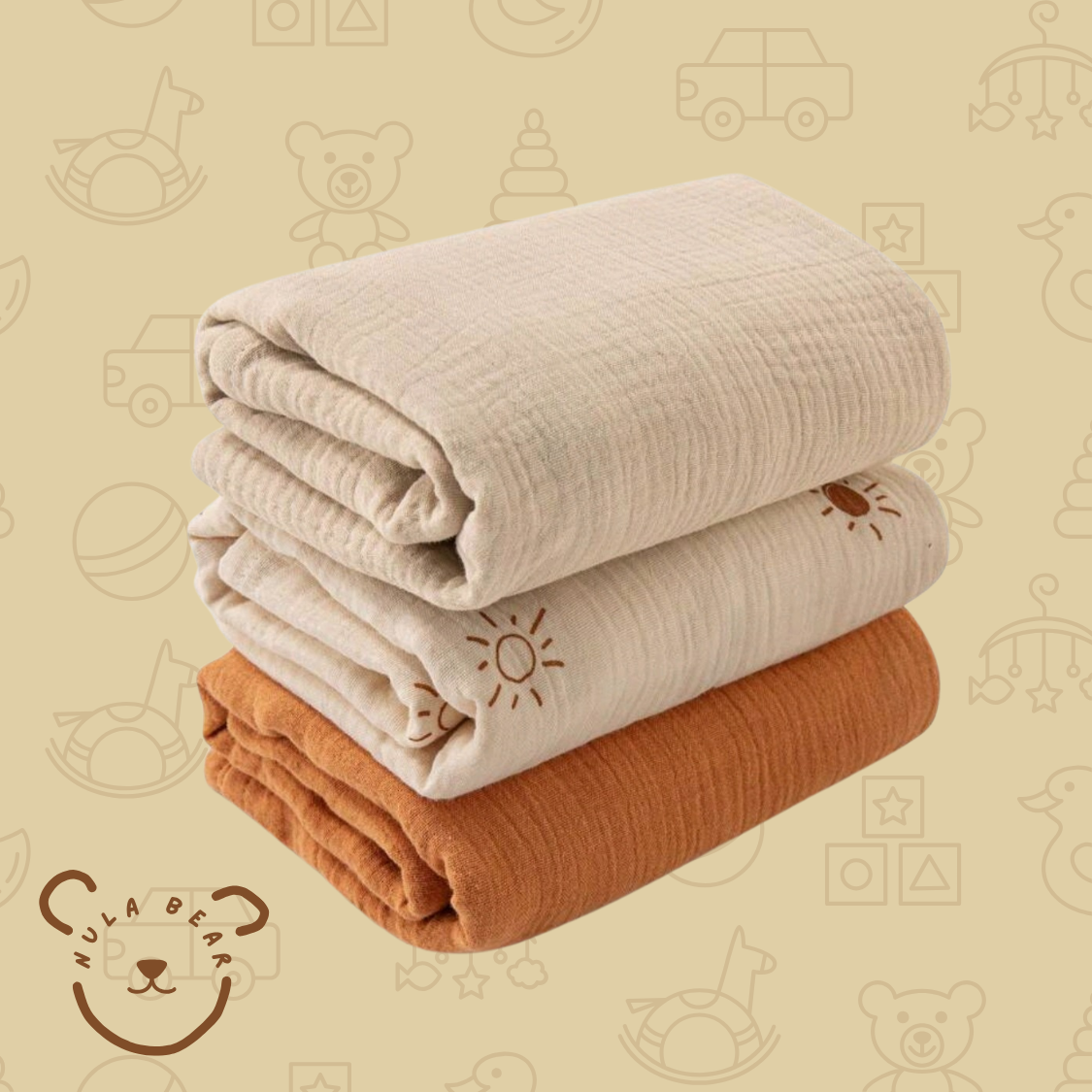 3-Piece Muslin Blanket Set